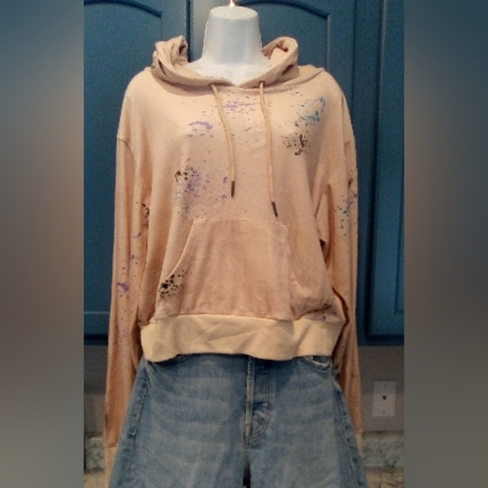 AFRM NWOT Cropped Hoodie 2XL Shifting Sand Splatter very soft